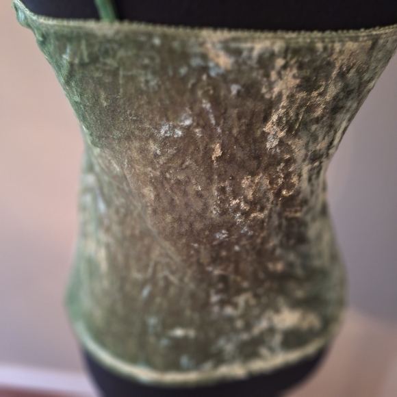Y2K Vintage No Boundaries Mossy Green Lace Babydoll Velvet Cami Size S - Picture 8 of 16